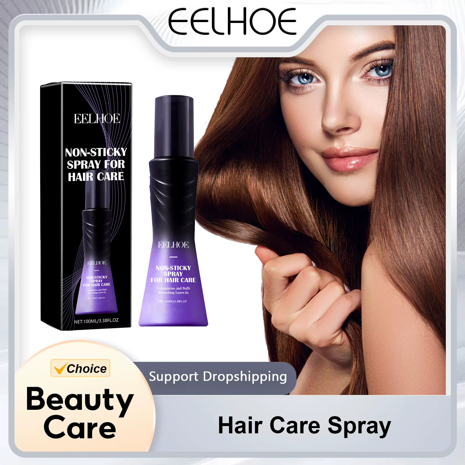 EELBathroom E-Spray de soin des cheveux, traitement anti-frisottis, répare les cheveux soyeux, doux