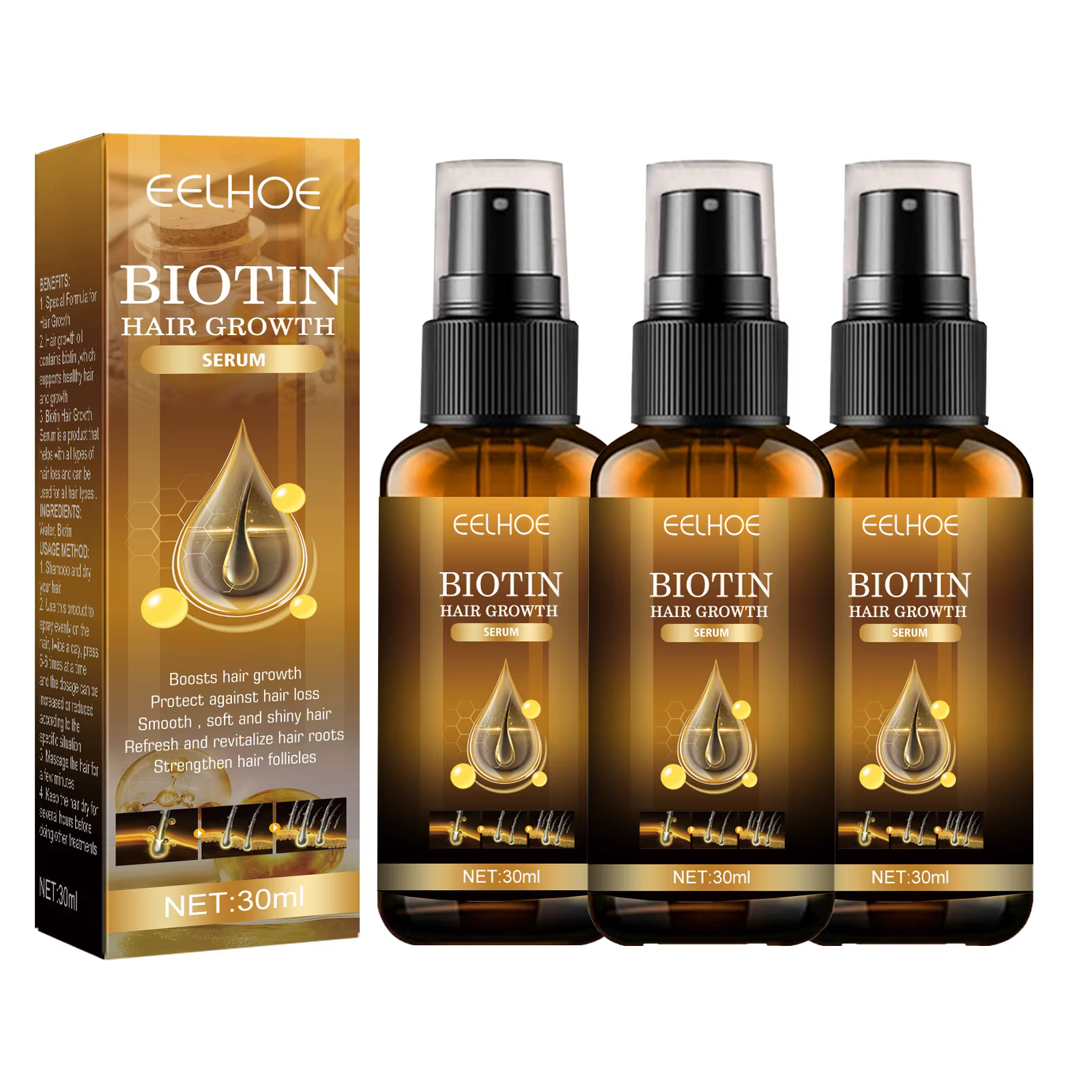 Sérum magique à la biotine pour cheveux, 1/3/5 boîtes, renforce lissante, nourrissant en profondeur,