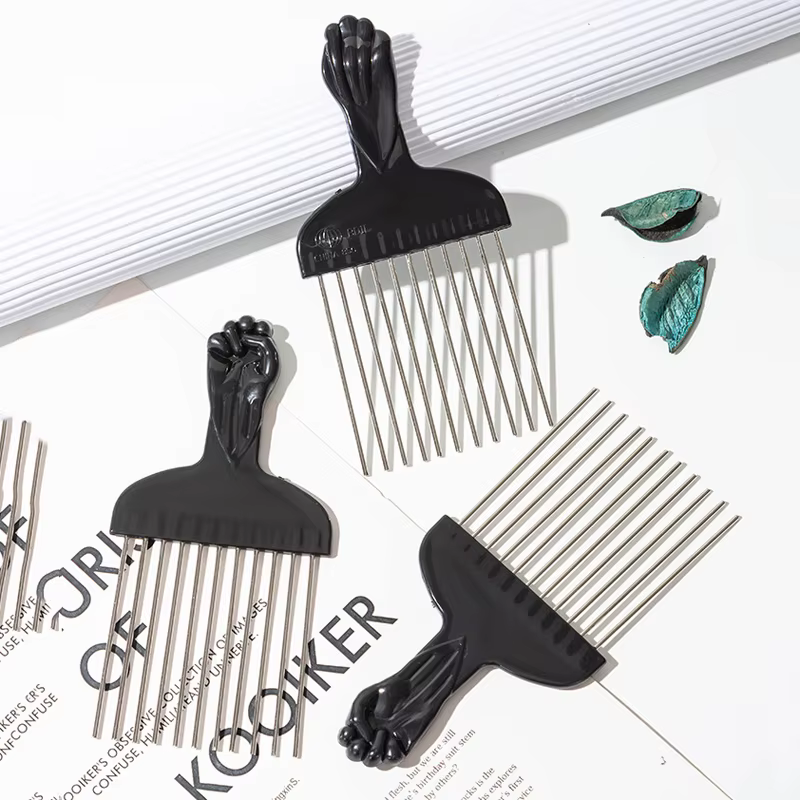 Peigne Afro afro-américain en métal noir pour Salon d'outils de coiffure