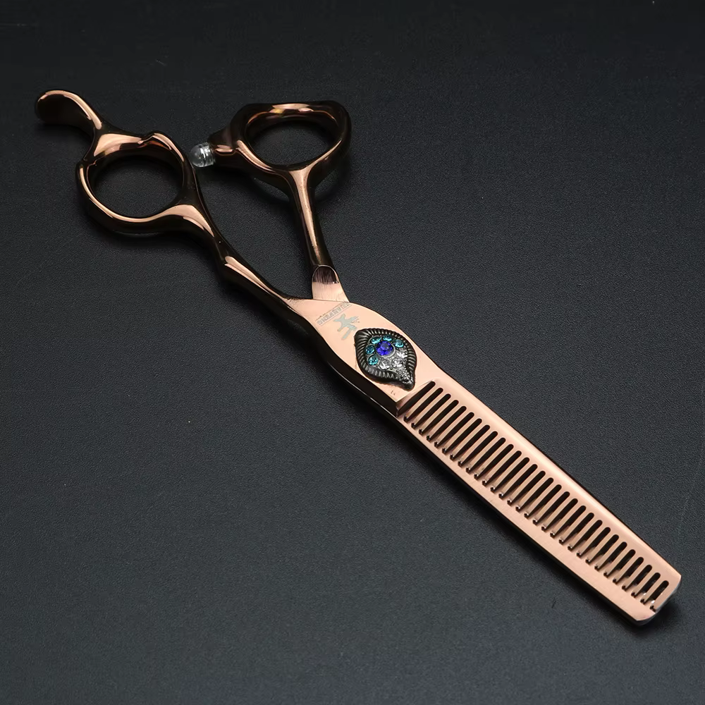 XUANFENG-Ciseaux à cheveux à vis paon en acier 440C, coupe de barbier, ciseaux amincissants, 6 po