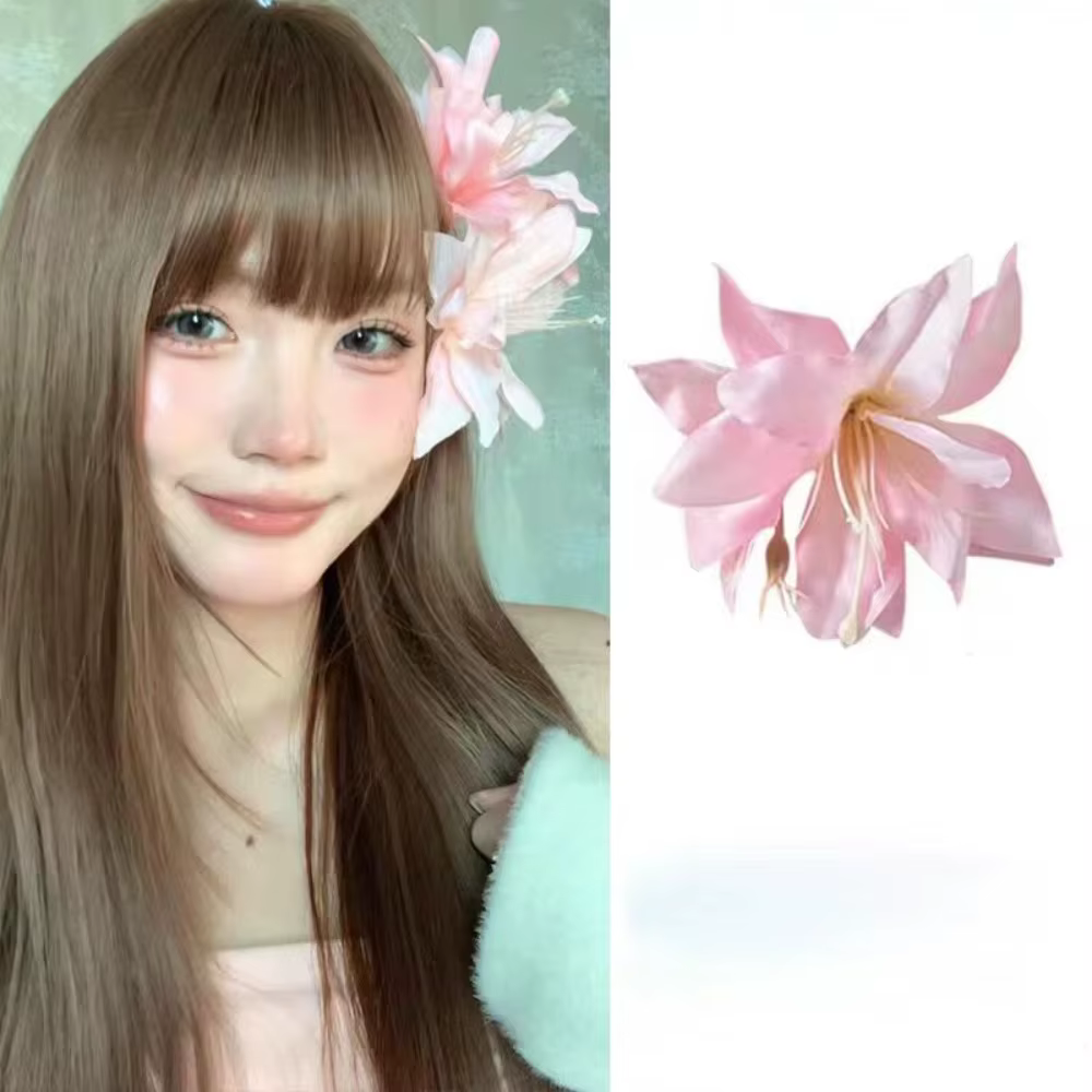 Barrette à cheveux en forme de fleur de lys douce et tendance, clip latéral, style vacances à la pla