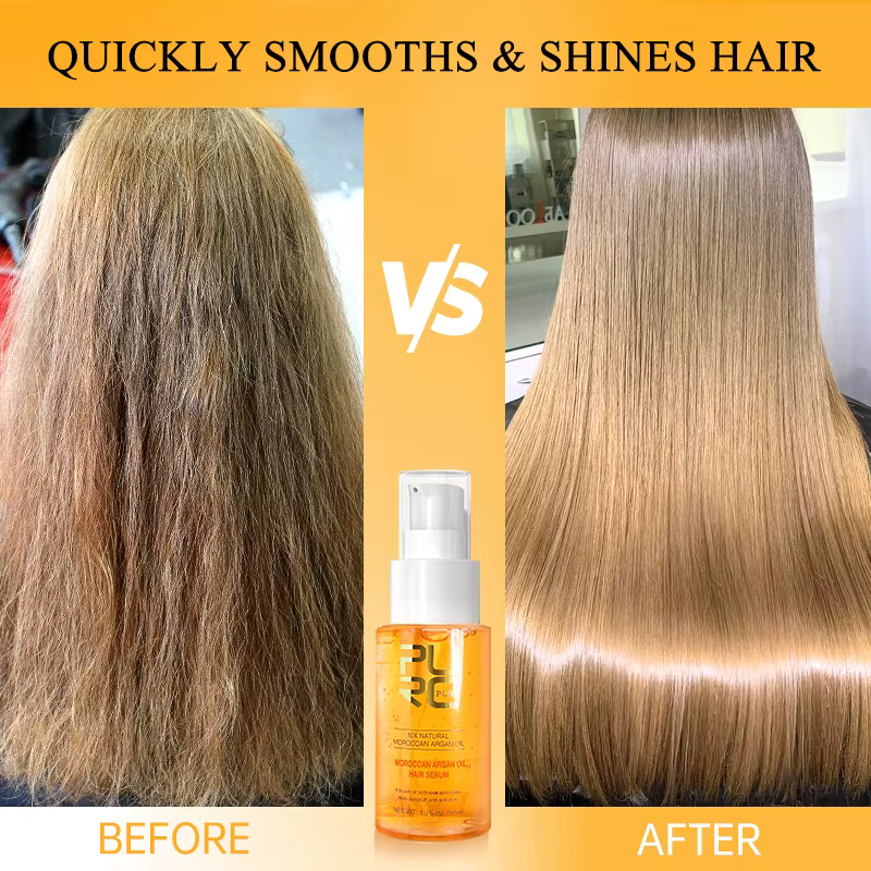 PURC-Huile d'argan marocaine pour cheveux abîmés, sérum de réparation des frisottis, traitement du c