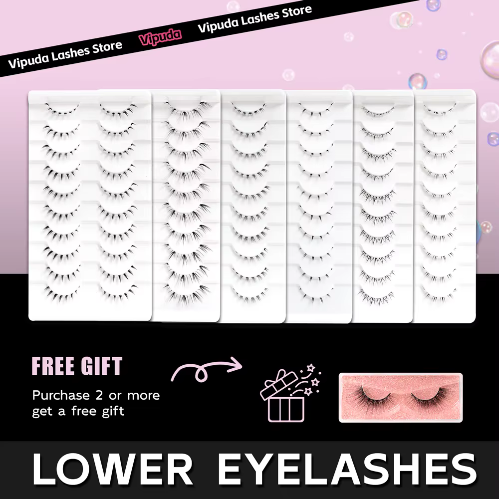 10 paires de cils inférieurs Pack sous les cils cils inférieurs doux 100% bande transparente faite à