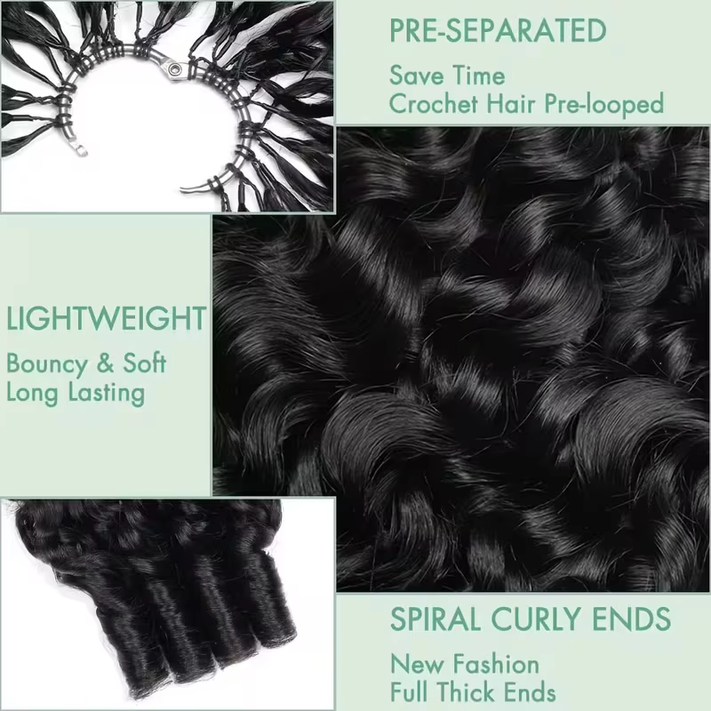 Extensions de cheveux humains bouclés birmanes au crochet, pré-séparées, 30 pouces, pour femmes