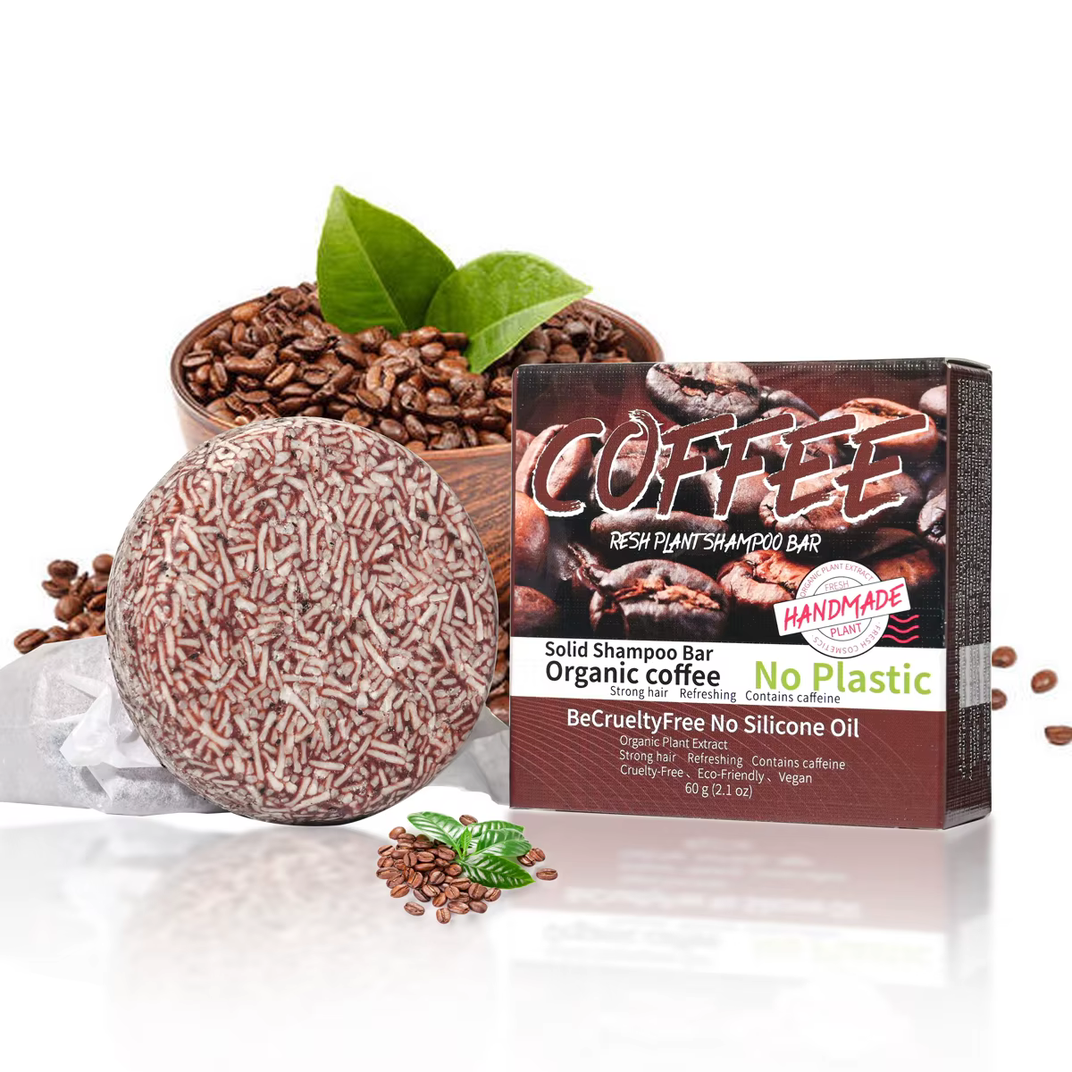 J + 60g café solide shampooing hydratant nettoyage décontamination contrôle de l'huile pellicule sup