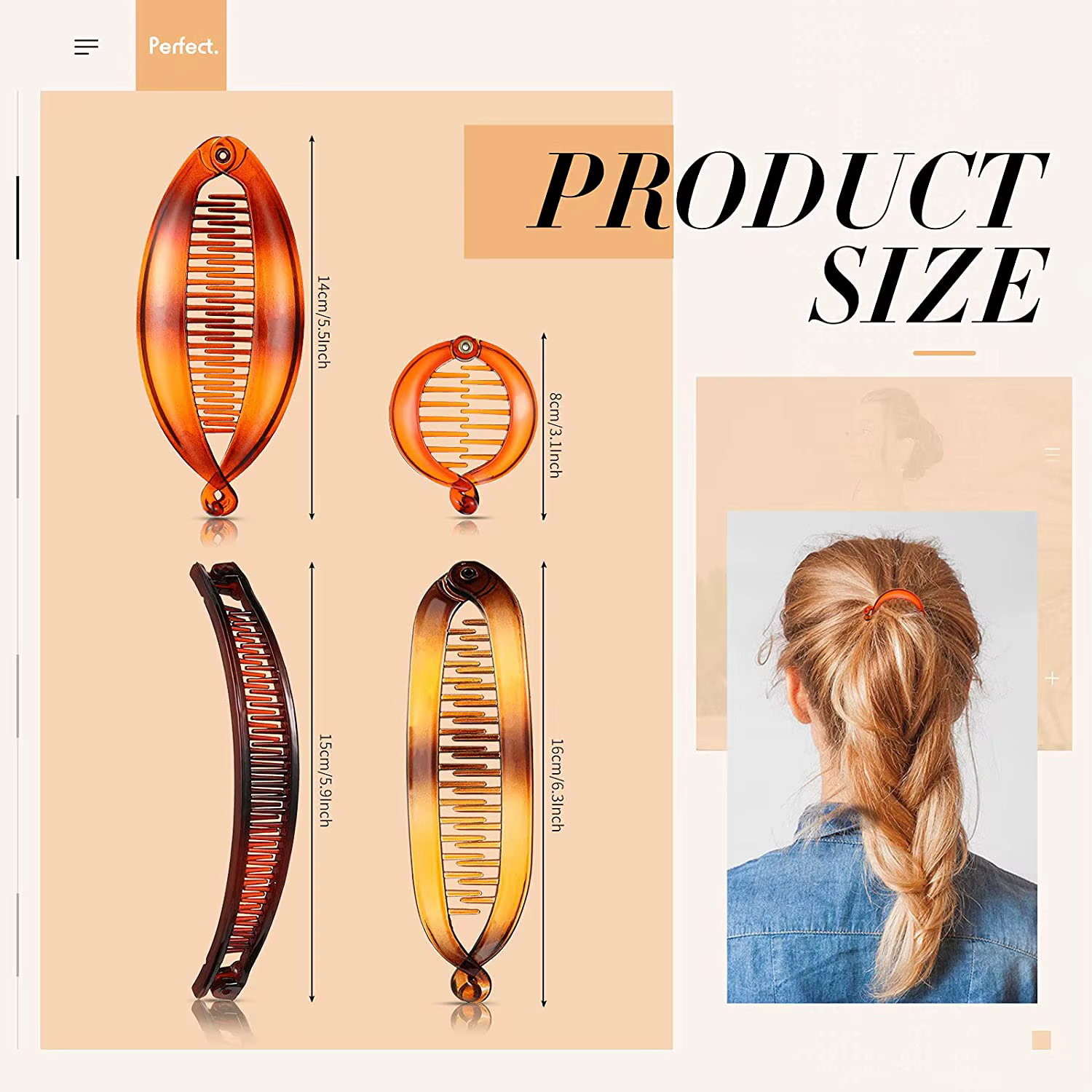 12 pièces pinces à cheveux banane peignes classiques grand Double peigne pince à cheveux queue de po