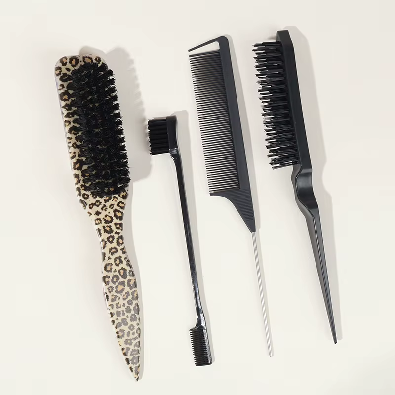 Brosse à cheveux à poils pour coiffure slick back, pour queue de cheval et chignon élégants, et pour