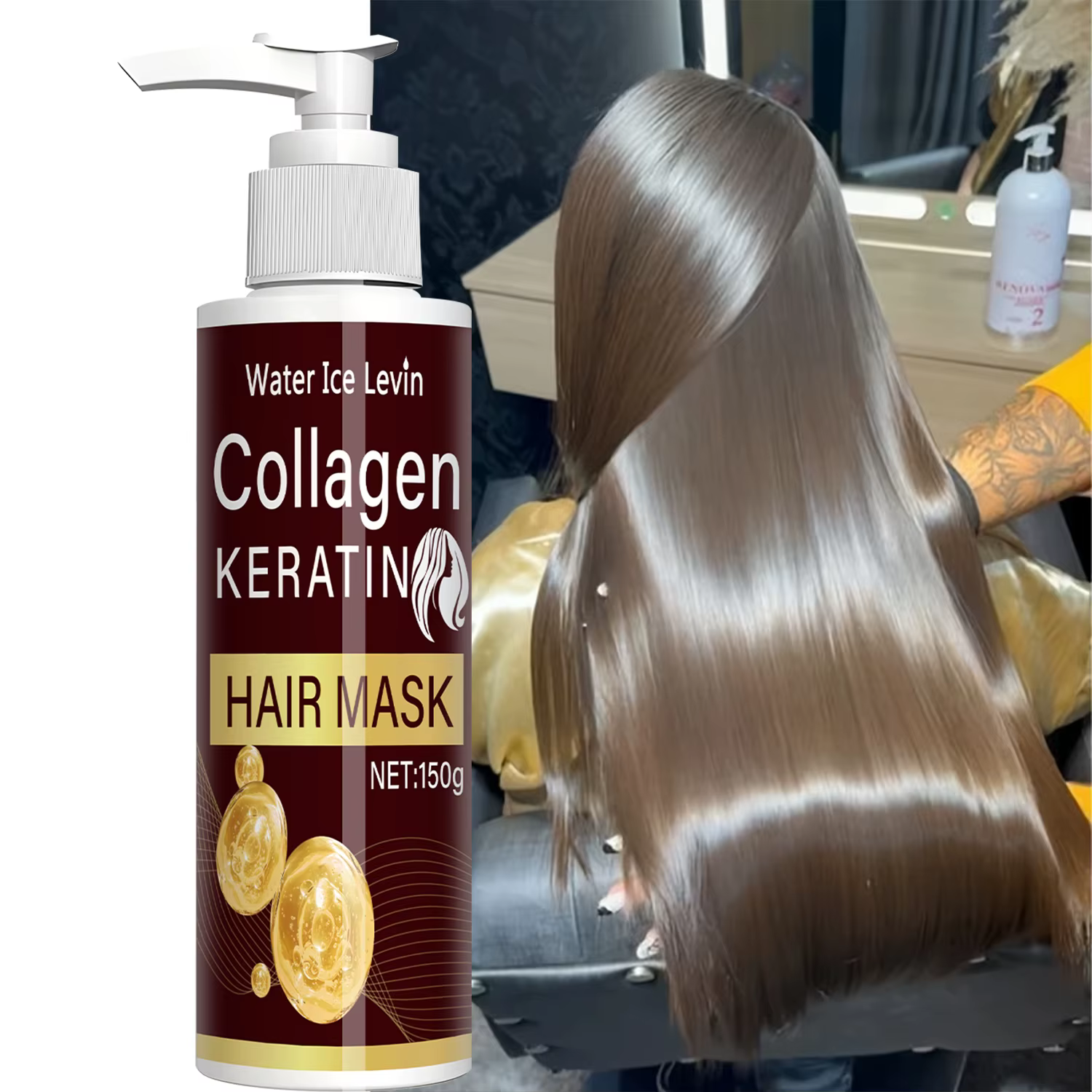 Masque capillaire au collagène, adapté aux cheveux abîmés, contenant de l'extrait de racine de Quino