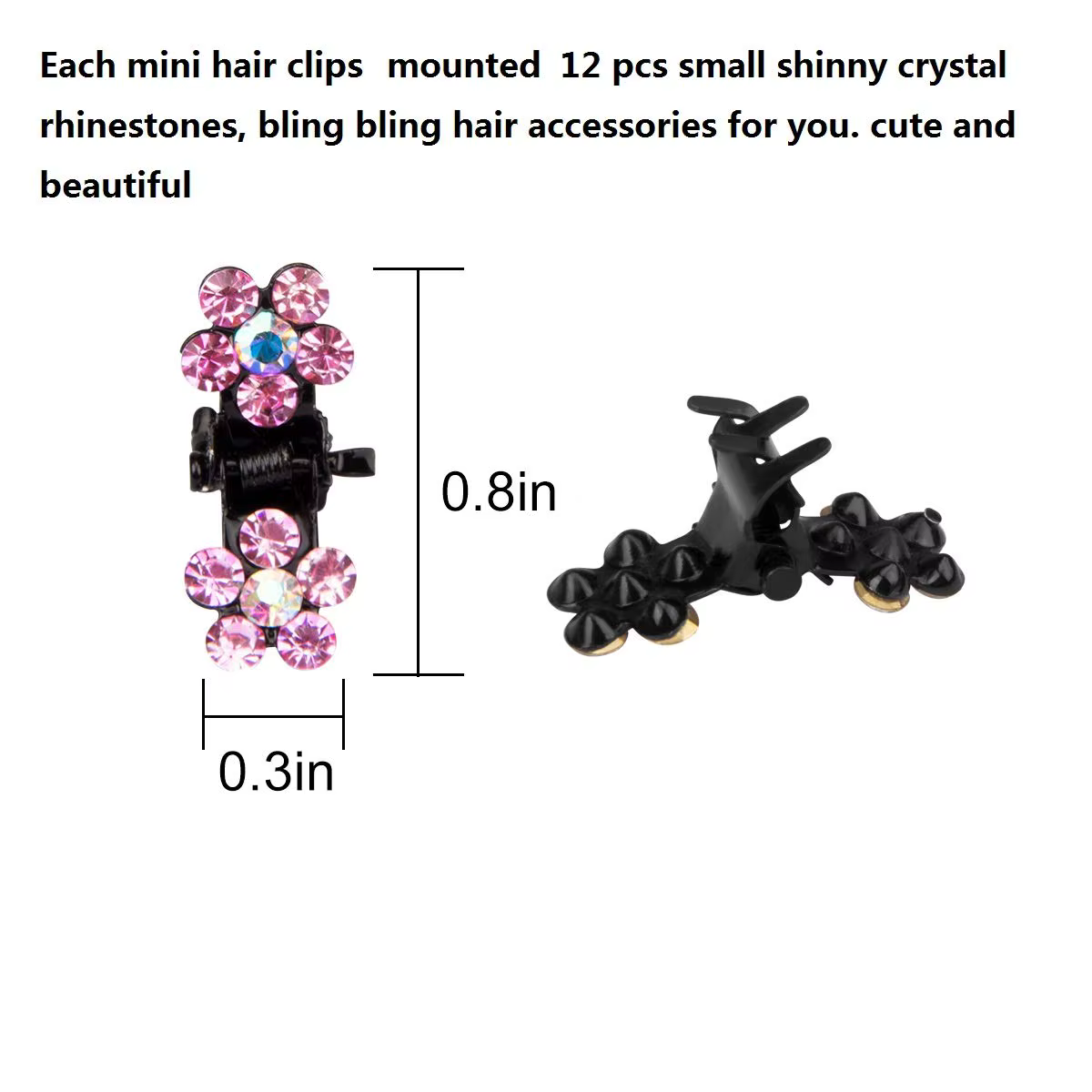 Mini pinces à cheveux en métal antidérapantes, fleurs colorées à paillettes et strass, accessoires p