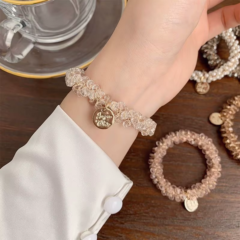 Chouchous élastiques en perles de cristal pour femmes, accessoires pour cheveux, porte-queue de chev