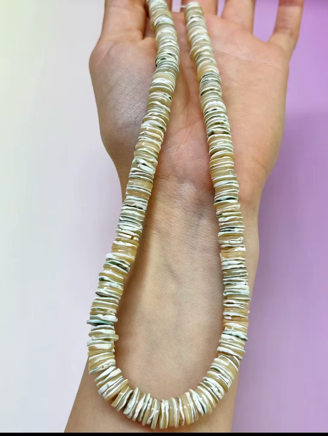 Perles rondes en nacre en vrac pour la fabrication de bijoux DIY, collier 38cm