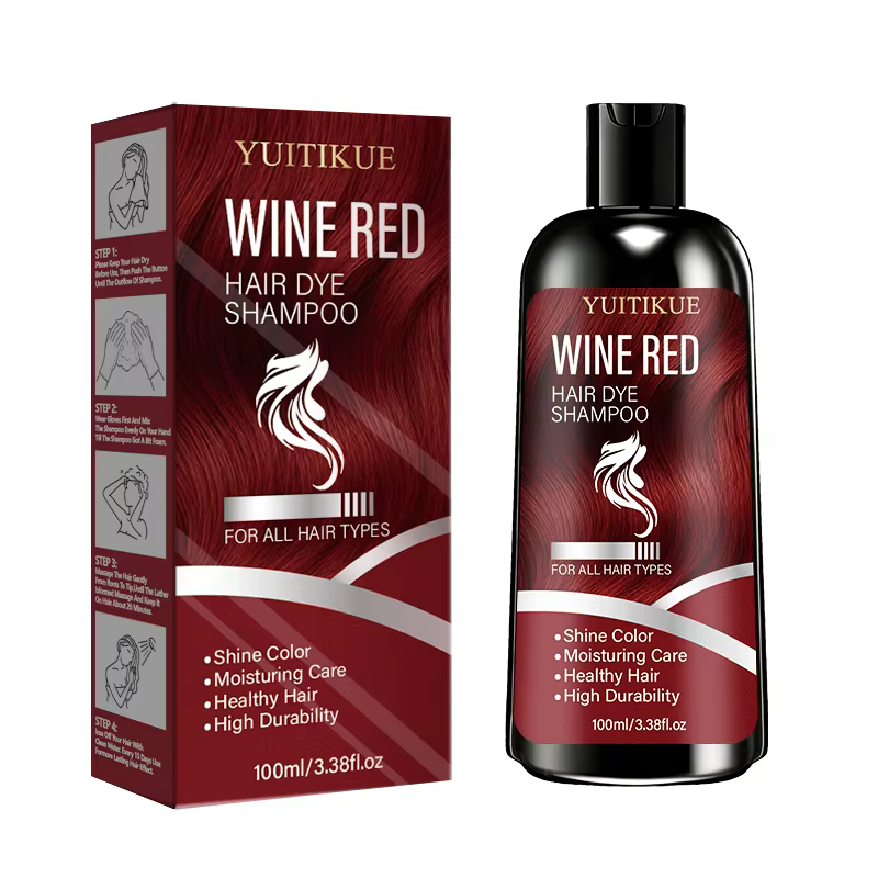 Shampooing colorant pour cheveux rouge vin, 100ml, couleur longue durée, soin hydratant pour les che