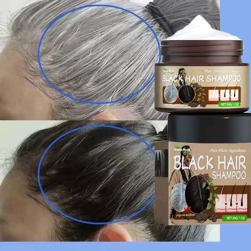 Shampoing de traitement des cheveux gris blanc naturel, Anti-gris, teinture pour cheveux, Anti-perte