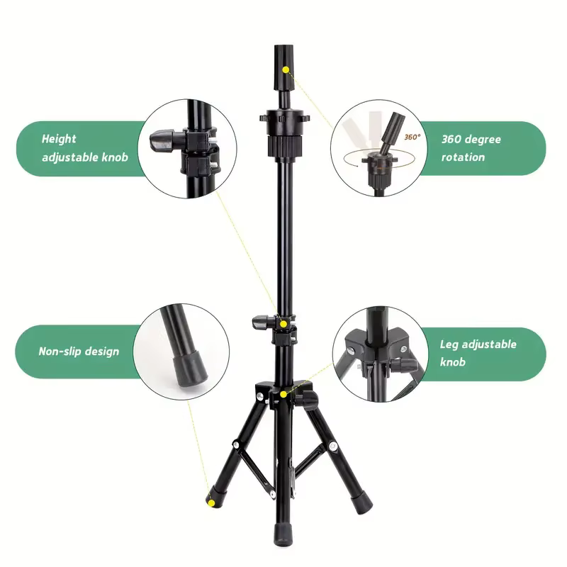 Support de tête de Mannequin réglable 36cm-56cm, trépied, support de tête de formation pour Salon de