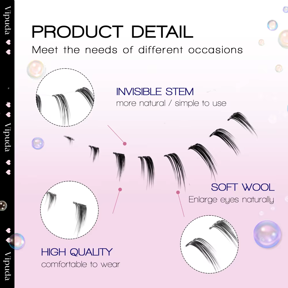 10 paires de cils inférieurs Pack sous les cils cils inférieurs doux 100% bande transparente faite à
