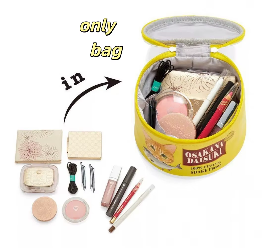 Sac de rangement créatif en forme de boîte de conserve de poisson-chat, sac à cosmétiques mignon en 