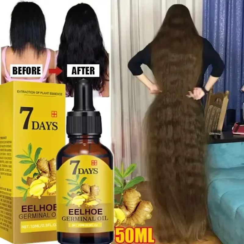Sérum Huile Capillaire Croissance Rapide 7 Jours, Huile Essentielle Anti-Chute pour la Repousse Dens