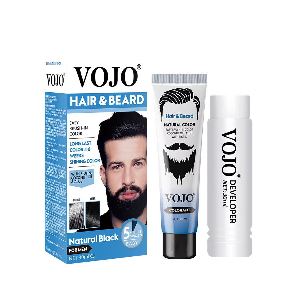 Shampoing de teinture de barbe Permanent naturel longue durée 30ml * 2 pour hommes élimination de la