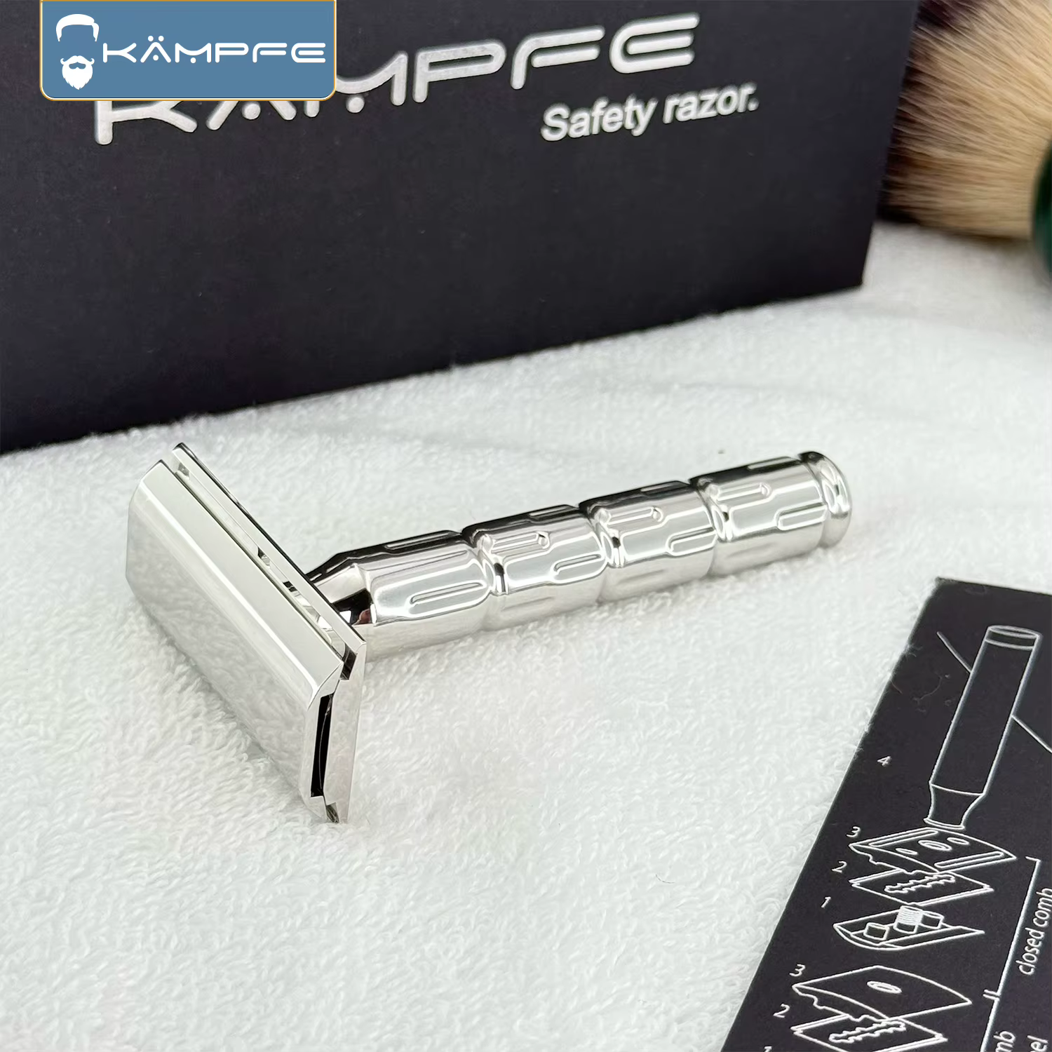 Rasoir de sécurité manuel KAMPFE en acier inoxydable 316L pour homme, cadeau pour petit ami ou père,
