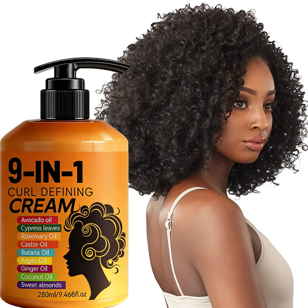 Crème coiffante pour cheveux bouclés 280 ml, formule hydratante et lissante, améliore l'élasticité e