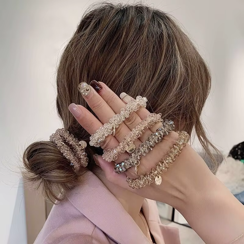Chouchous élastiques en perles de cristal pour femmes, accessoires pour cheveux, porte-queue de chev