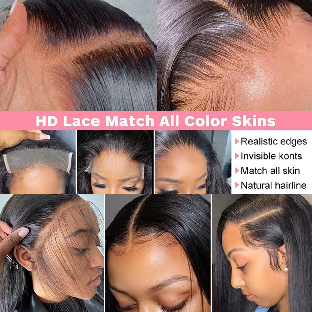 Perruque Lace Front Brésilienne Naturelle, Cheveux Lisses, Sans Colle, Bon Marché, 26 28 30 32 Pouce