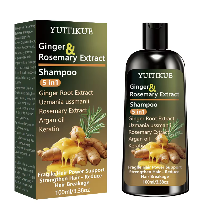 Shampoo à l'extrait de gingembre et de romarin YUITIKUE |   Soin nourrissant 5-en-1, pour tous types