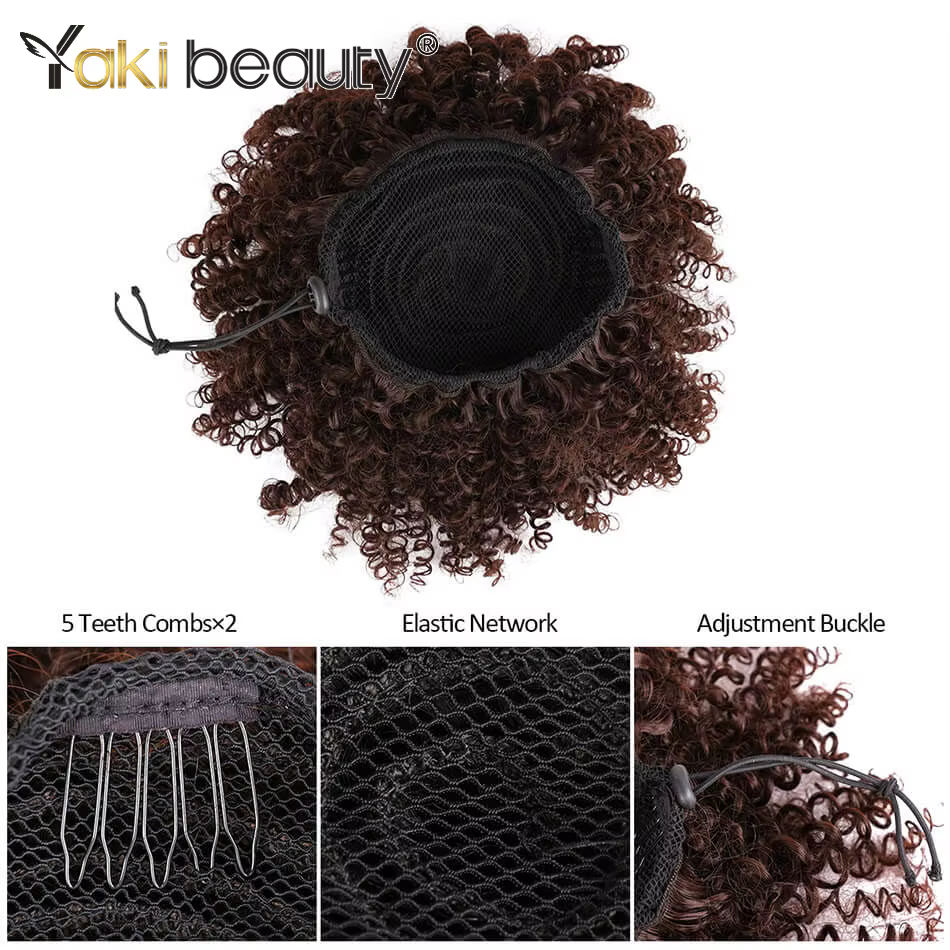 Chignon synthétique Afro bouffant bouclé 12 pouces court crépus bouclés cordon queue de cheval Exten