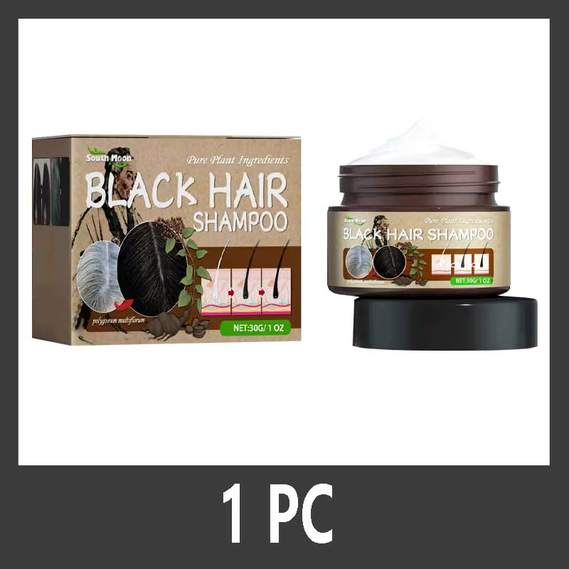 Shampooing Traitant Cheveux Gris Naturels et Blancs, Teinture Anti-Gris du Blanc au Noir, Anti-Chute