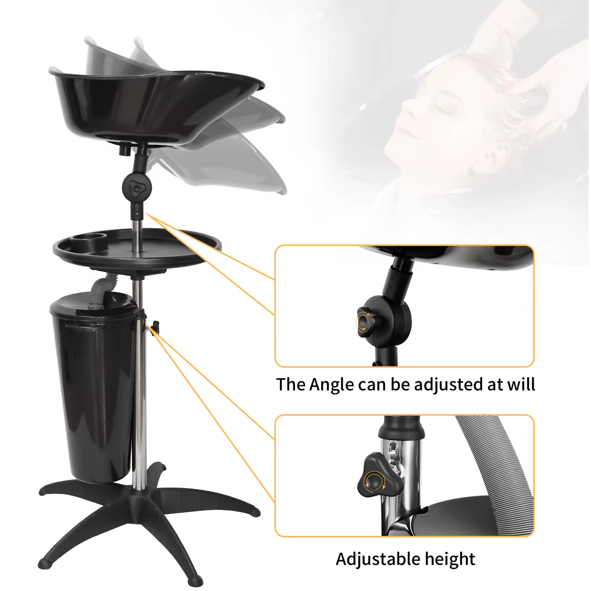Filles à shampoing portable réglable recommandé, évier de coiffeur, bassin de lavage mobile pour che