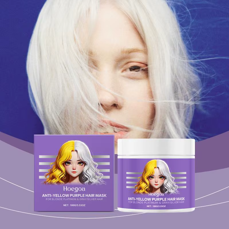 Masque capillaire violet anti-jaunissement, nourrissant en profondeur, réparateur pour cheveux brill