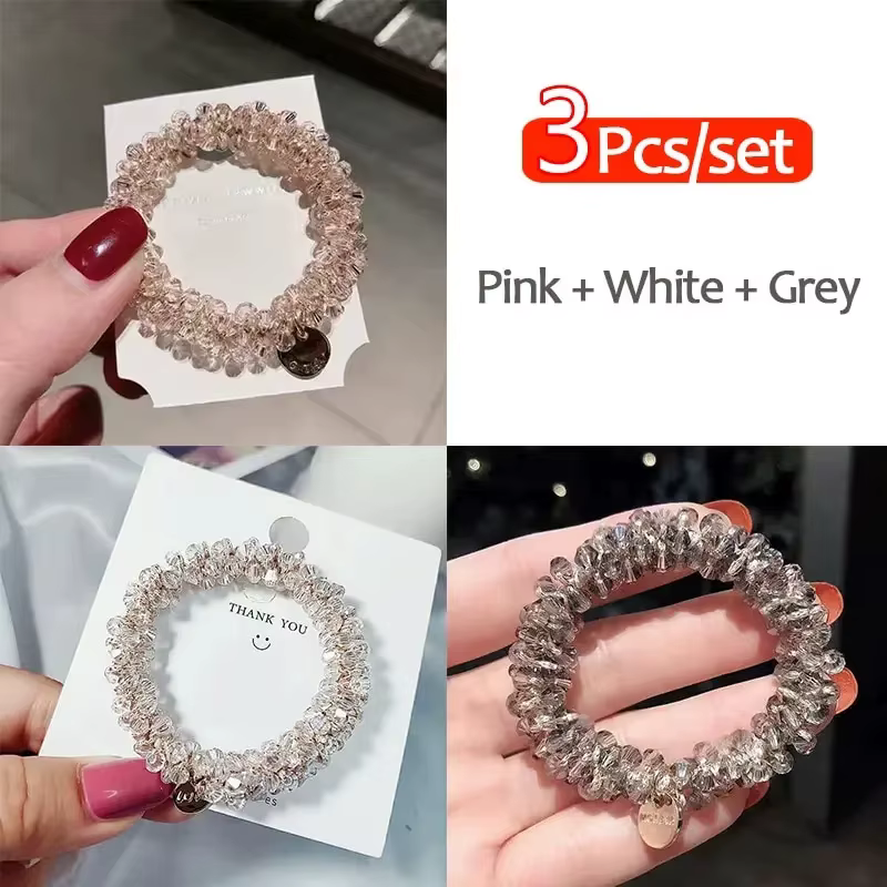 Chouchous élastiques en perles de cristal pour femmes, accessoires pour cheveux, porte-queue de chev