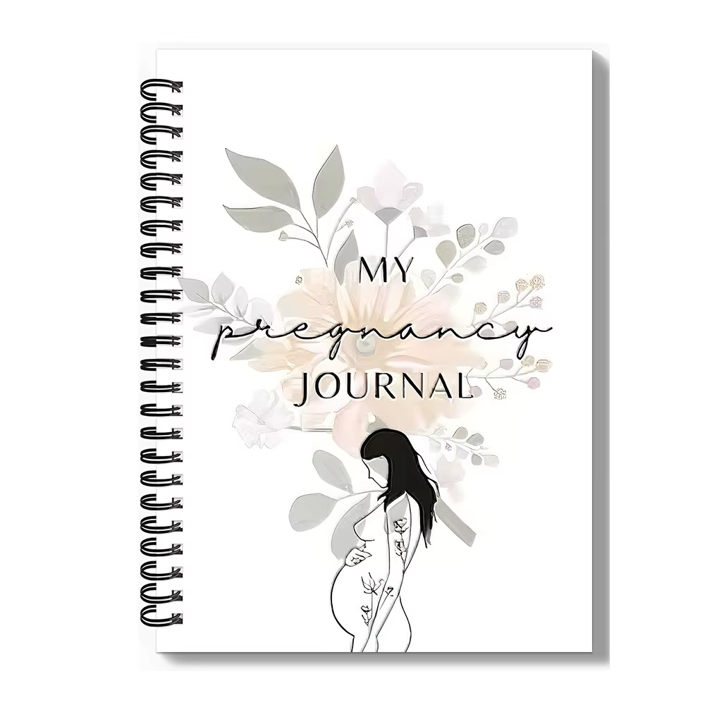 1 carnet de journal de grossesse 2026, ligné, reliure spirale, pour documenter le parcours de grosse