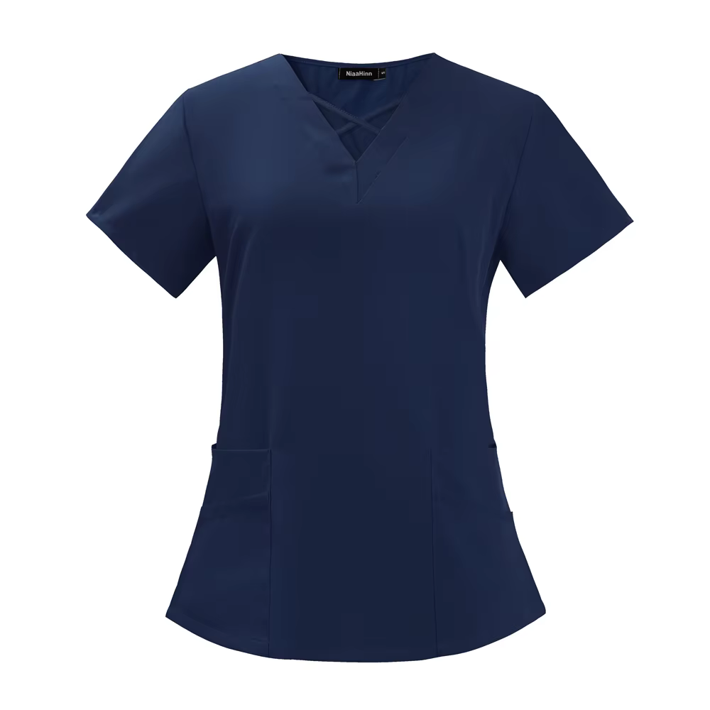 Chemise d'infirmière de soins de santé à la mode, vêtements d'infirmière, t-shirt à col en V, poche 
