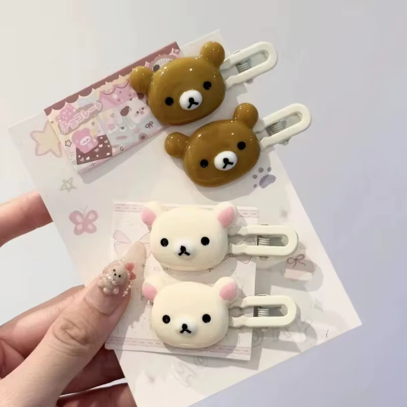 Ensemble d'épingles à cheveux ours mignon, coiffure Preppy, cheveux en plastique, accessoires doux, 