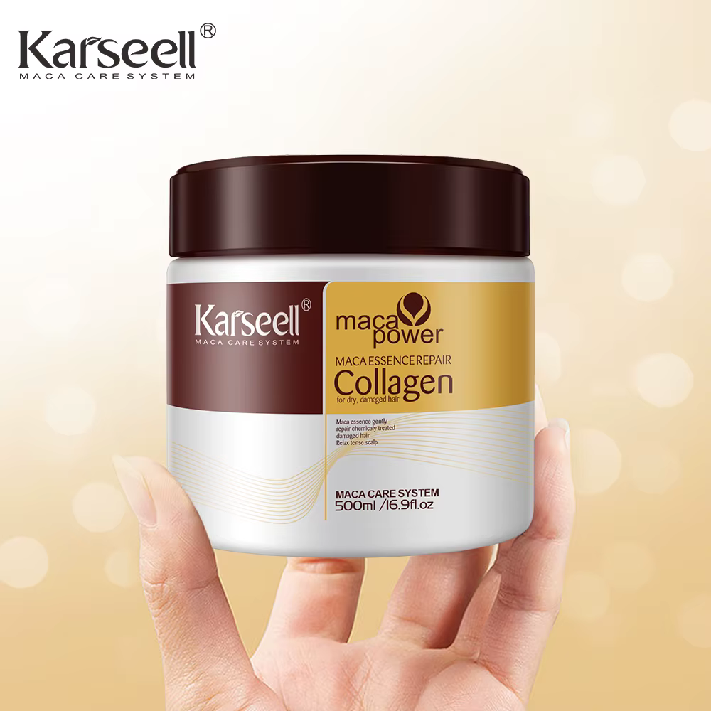 Karseell 500ml traitement capillaire au collagène réparation profonde conditionnement huile d'argan 