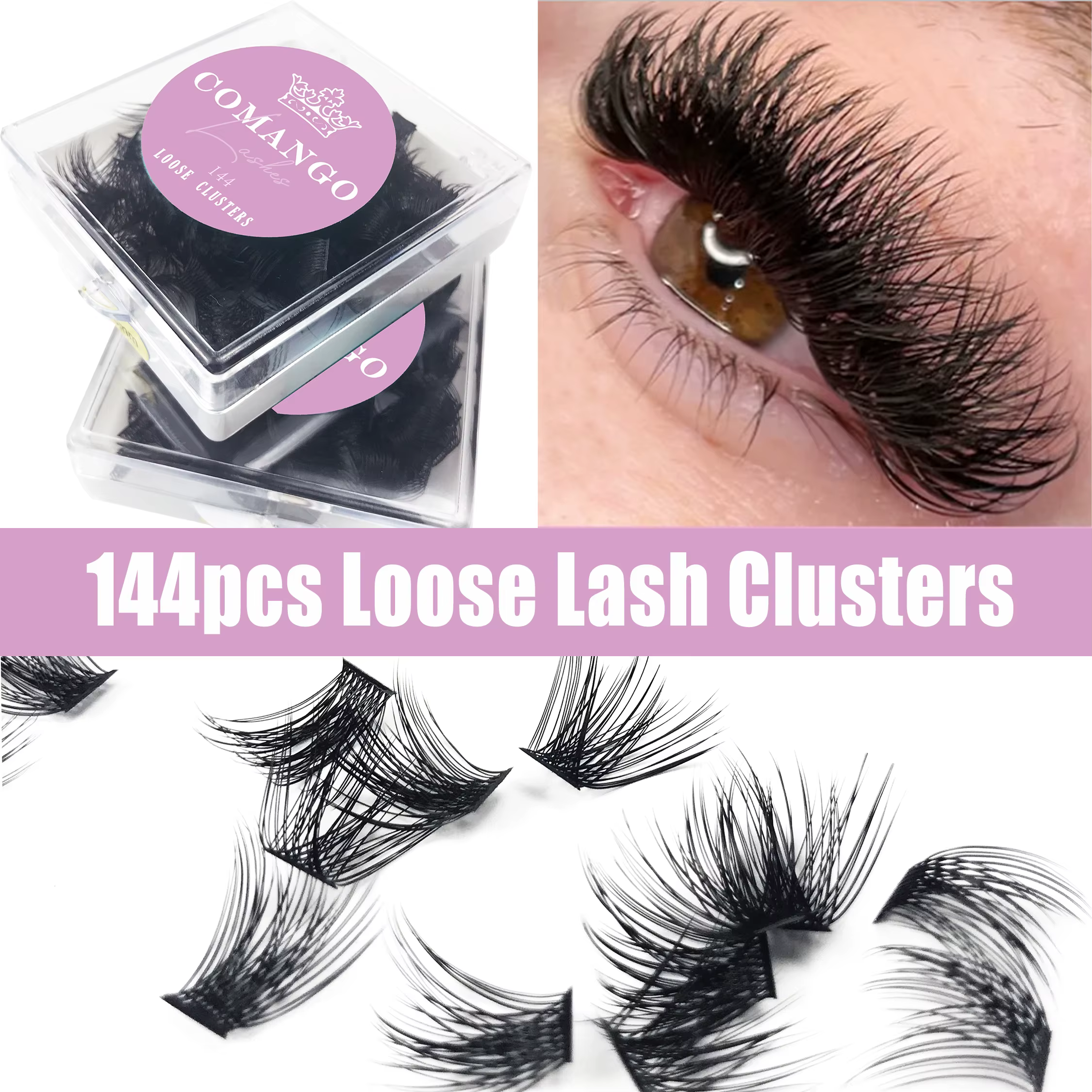 144 pièces cils amples segmentés grappe individuelle russe vaporeux C/D Curl grappe Extension de cil