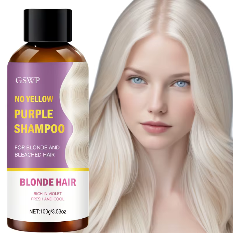 Shampooing anti-jaunissement/violet GSWP, nettoie en douceur, convient aux cheveux blonds, gris, arg