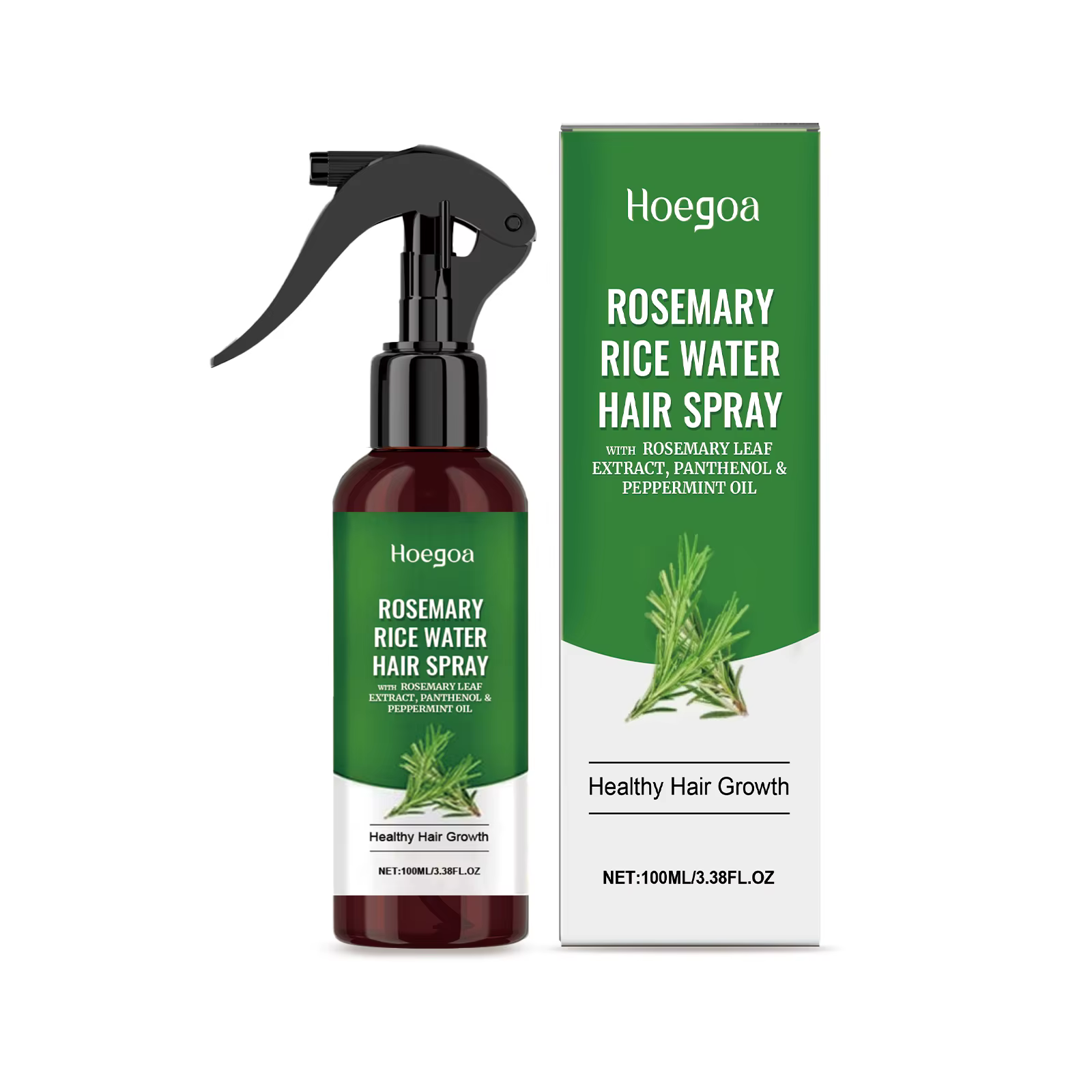Spray capillaire à l'eau de riz et au romarin pour cheveux secs et crépus, nourrissant le cuir cheve