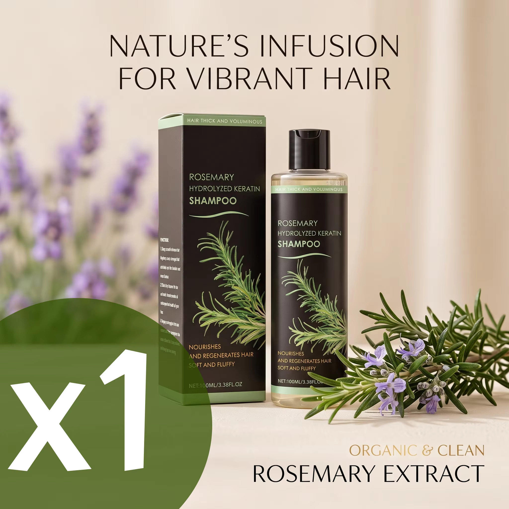 Shampooing naturel au romarin, nettoyage en profondeur, anti-pelliculaire, nourrissant, réparation d