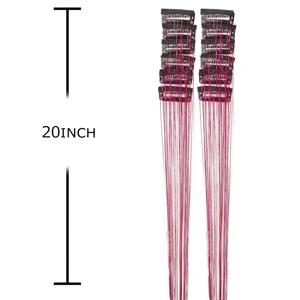 12 pièces cheveux synthétiques Tinsel 20 pouces pince en paillettes Tinsel pince à cheveux dans les 
