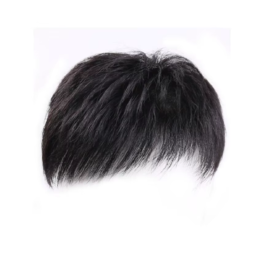Perruque pour hommes, patch pour cheveux, couverture de calvitie du front, cheveux blancs, fibre syn