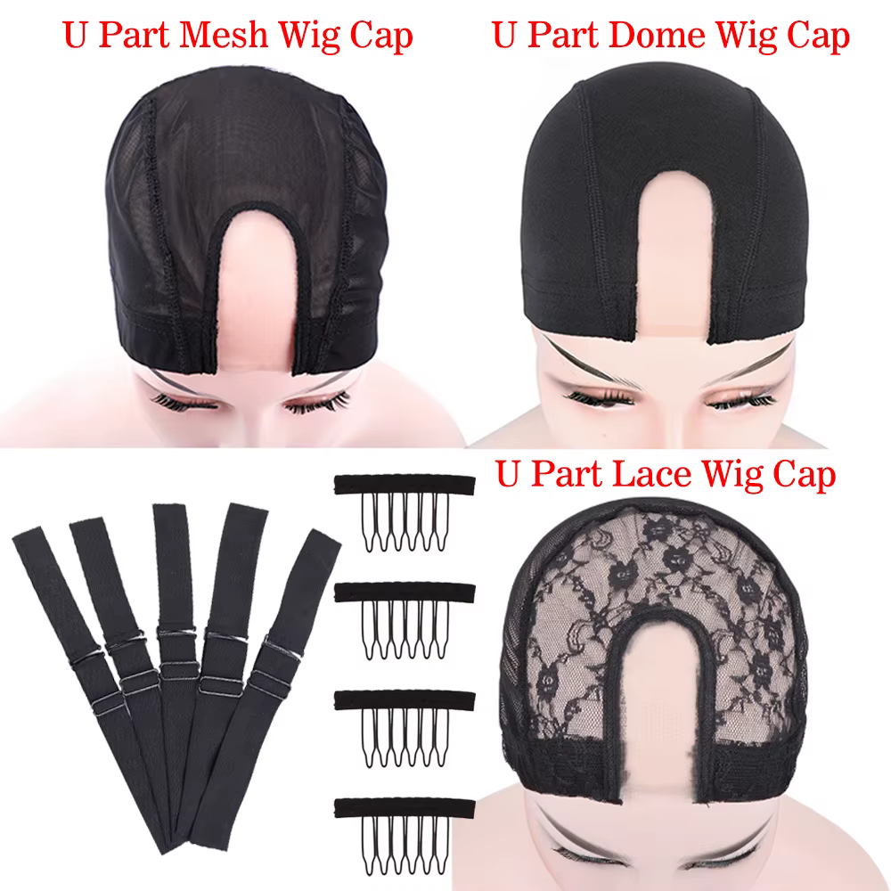 Bonnet de perruque en U 2x4 pouces, avec Clips et sangle réglable pour la fabrication de perruque, b
