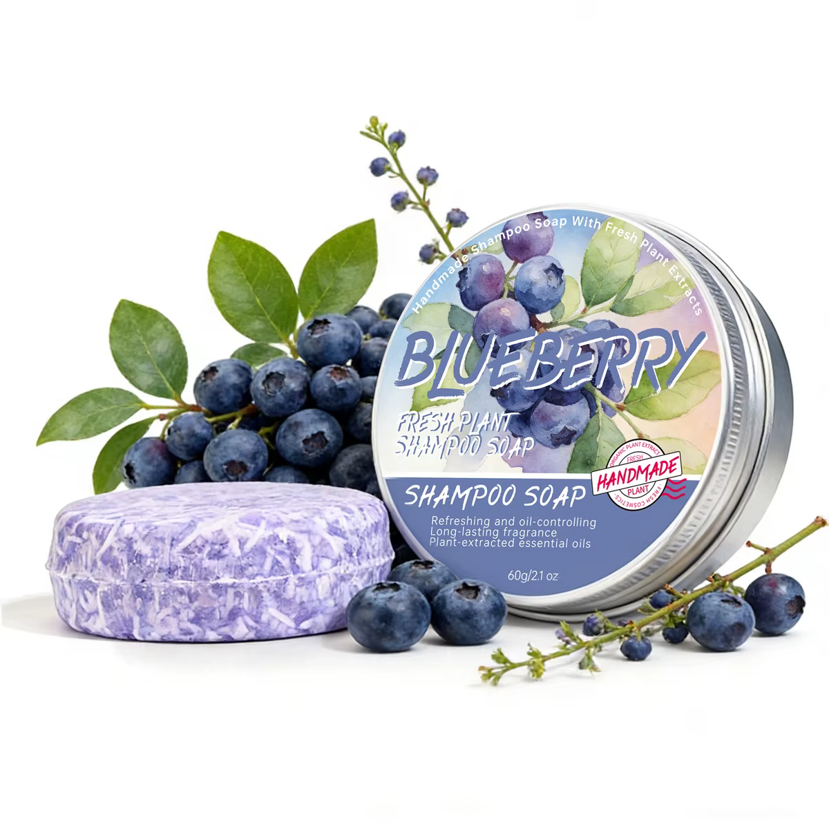 Shampooing Solide Naturel à la Cerise Sans Silicone à Base de Plantes pour Éliminer les Graisses et 