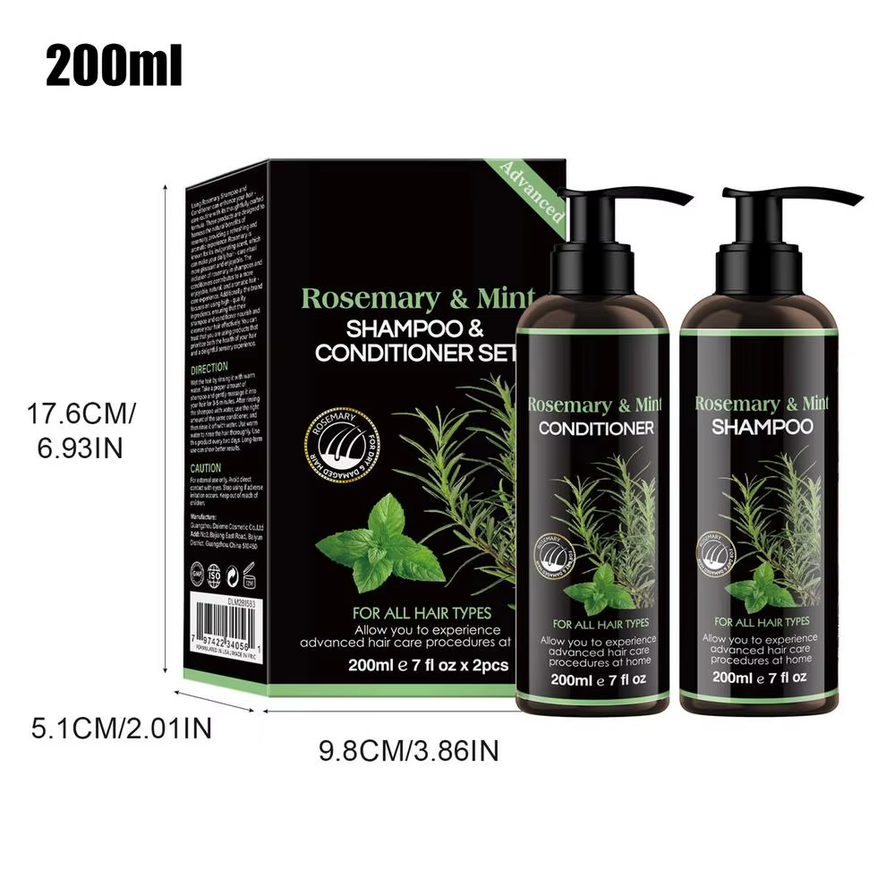 Ensemble shampoing et après-shampoing à la menthe et au romarin, shampoing antipelliculaire, contrôl