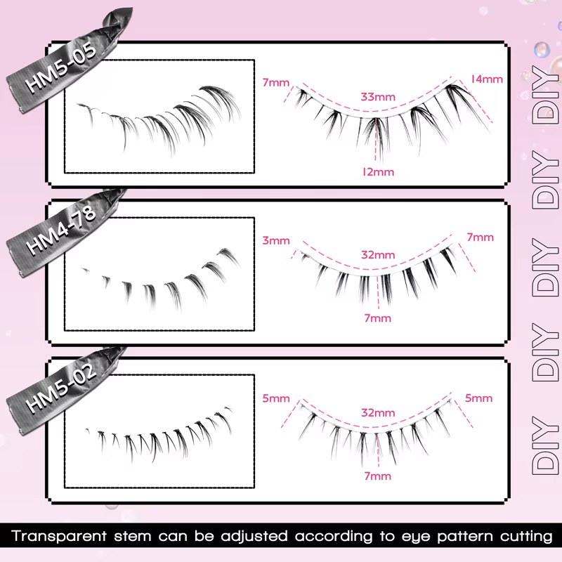 10 paires de cils inférieurs Pack sous les cils cils inférieurs doux 100% bande transparente faite à
