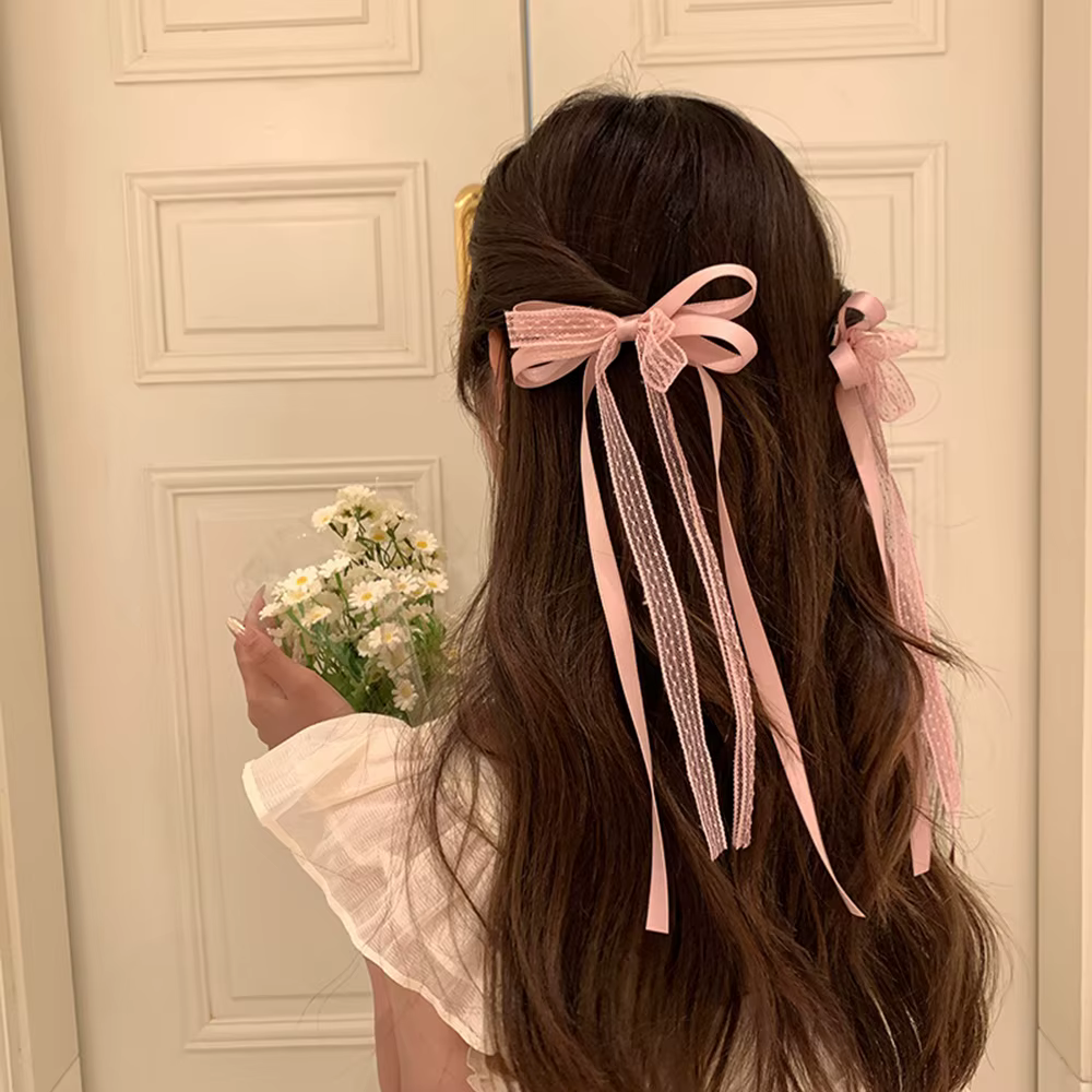 Pinces à cheveux avec ruban en maille pour femmes et filles, 2/6 pièces, accessoires de cheveux de f