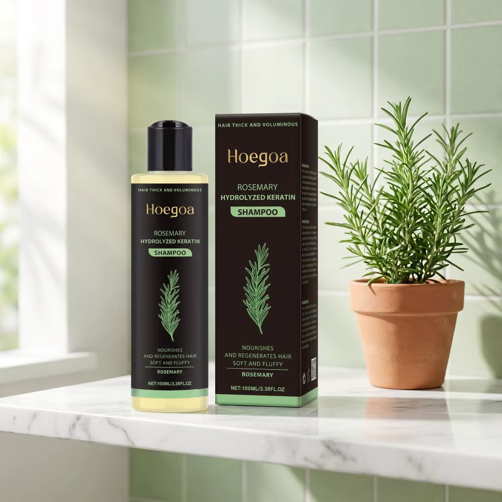 Shampooing capillaire Hoegoa à la rosemarie, volumisant et épaississant, fortifiant et régulateur de