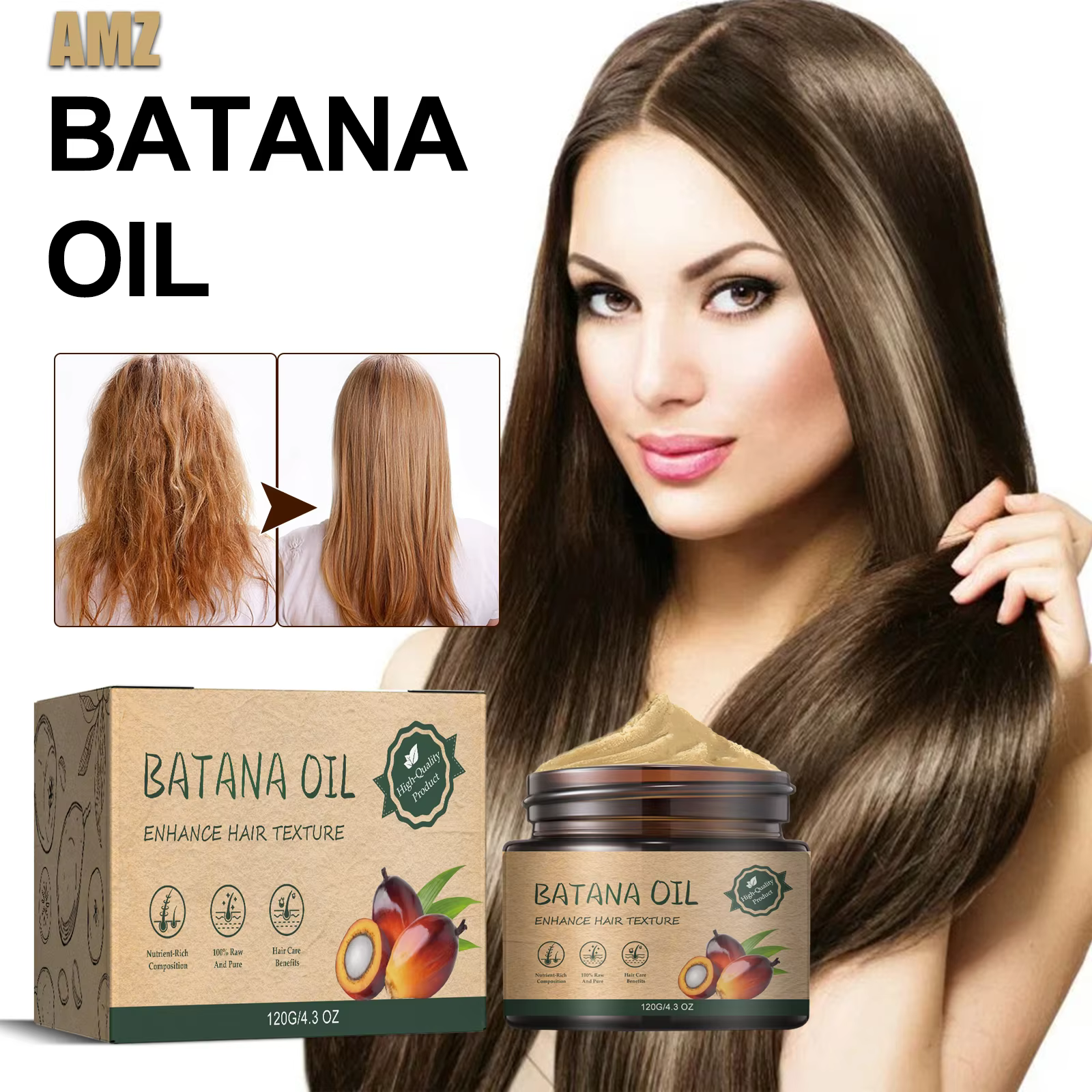 120g de crème capillaire Batana nourrit et répare les cheveux secs et crépus, adoucit et soin des ch