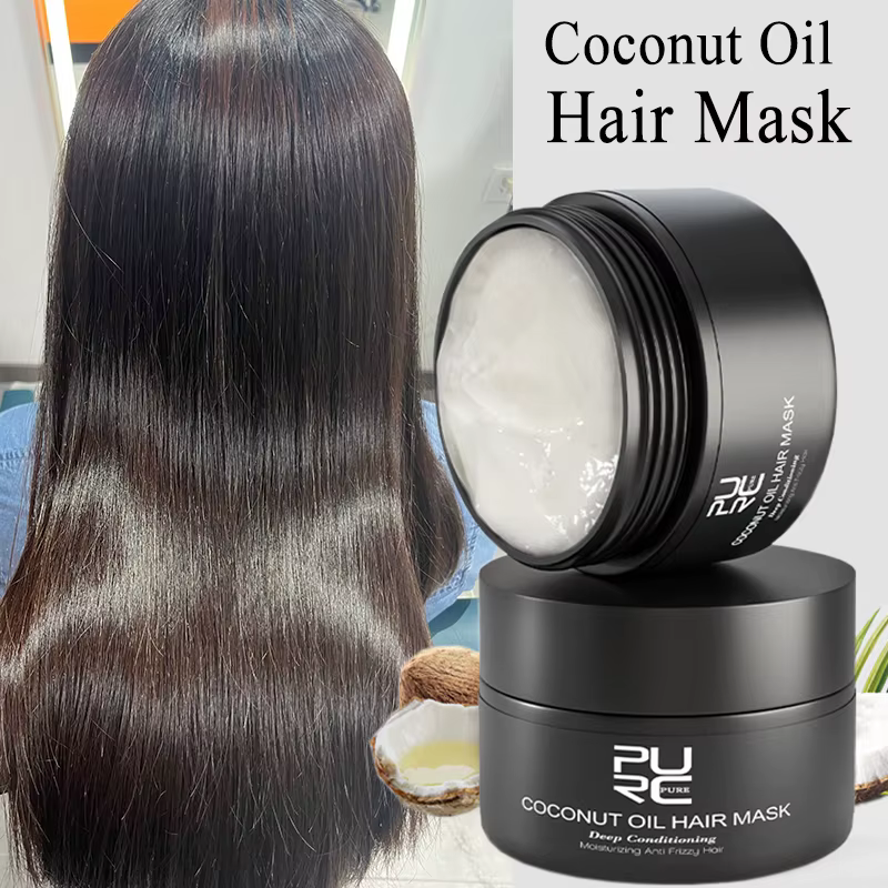 PURC huile de noix de coco masque capillaire réparation endommagé frisottis lissage nourrissant kéra